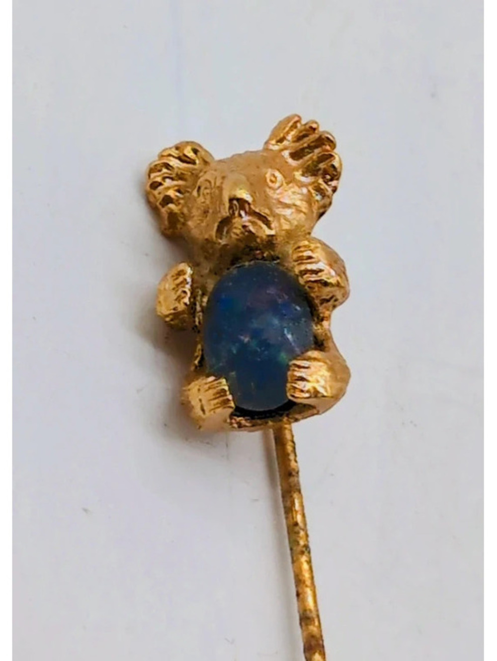 VTG Australian Opal Koala Stick Pin Gold Tone Lapel Hat Pin